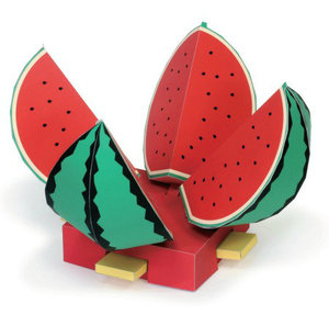 diy手工拼装立体纸质模型 水果西瓜 可动 3d纸模折纸儿童玩具制作