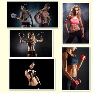 健身海报定做男女健身哑铃墙贴画报健身房装饰挂画肌肉分解kt板画
