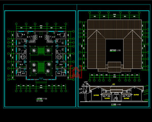 四套经典仿古四合院民居中式餐厅建筑设计方案平面图cad图纸