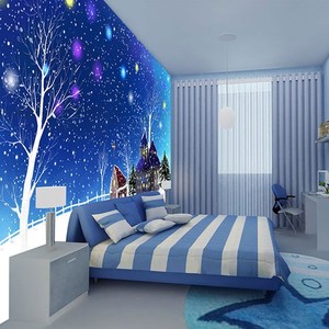 3d卧室儿童房床头星空无缝定制墙布5d壁画装饰壁纸客厅背景墙立体