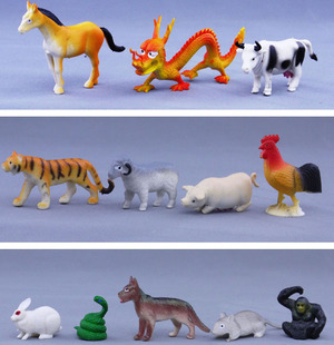 十二生肖塑胶仿真动物玩具模型 兔子 马龙 圣诞礼物