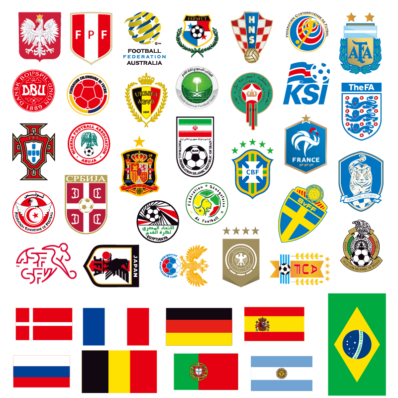 2018俄罗斯世界杯32个国家足球队热转印烫画图案熨烫贴徽章队标