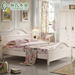 现货林氏木业 板式床韩式风格田园床 1.5 1.8米公主双人床 品牌A3