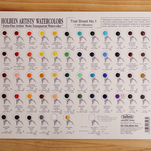 日本holbein荷尔拜因 艺术家级 1-54色 水彩试 span class=h>色卡 