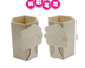 儿童手工笔筒 白坯木质笔筒制作 雪花泥diy超轻粘土配件
