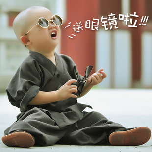 西禅寺超萌小和尚服装夏季薄款少林寺男童演出服宝宝套装儿童僧袍