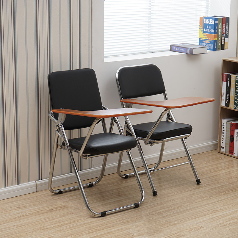 培训椅带写字板会议记者椅学生折叠一体桌椅教学写字办公塑钢椅子