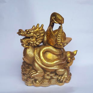 2018辟邪镇宅龙龟摆件铜龙龟蛇招财玄武神兽春节装饰风水铜器包邮