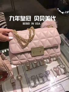 美国正品代购2018新款羊皮MK女包Sloan菱格单肩斜挎链条包中小号单肩包
