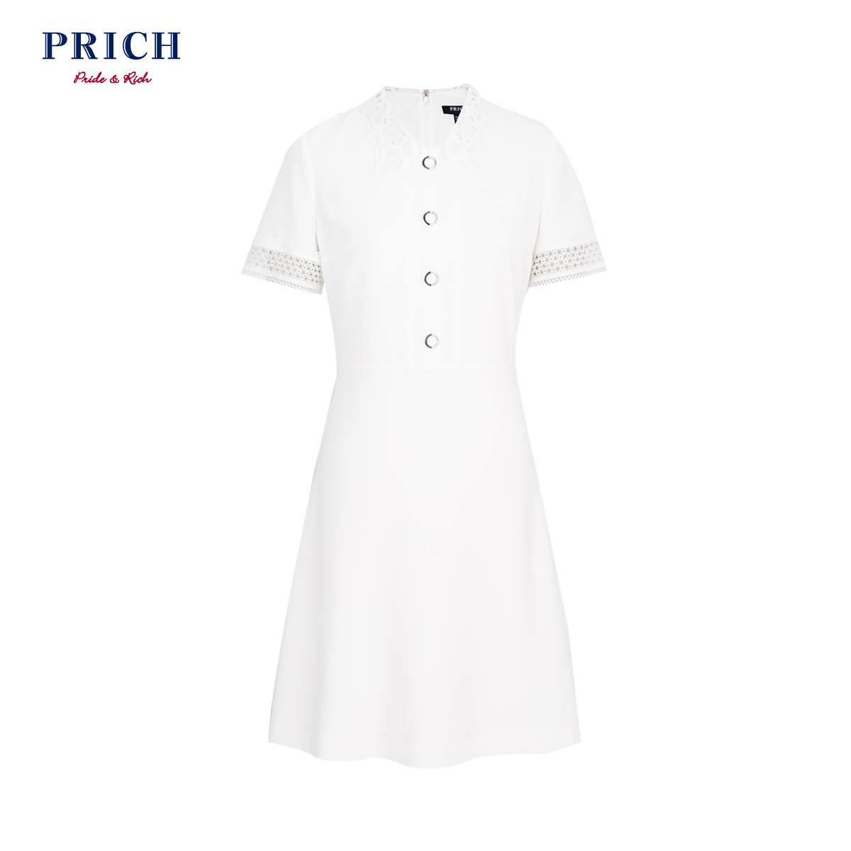 PRICH女装2019年夏季新款时尚短袖蕾丝 女士气质连衣裙PROW92558M