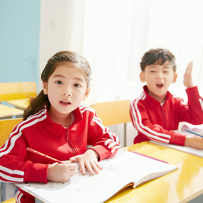 幼儿园园服春秋夏装红蓝色三件套运动装教师服小学生校服儿童班服