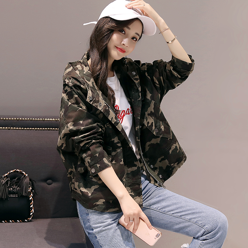 零五七一世家2019春季女装新款韩版刺绣短款bf原宿宽松休闲短外套