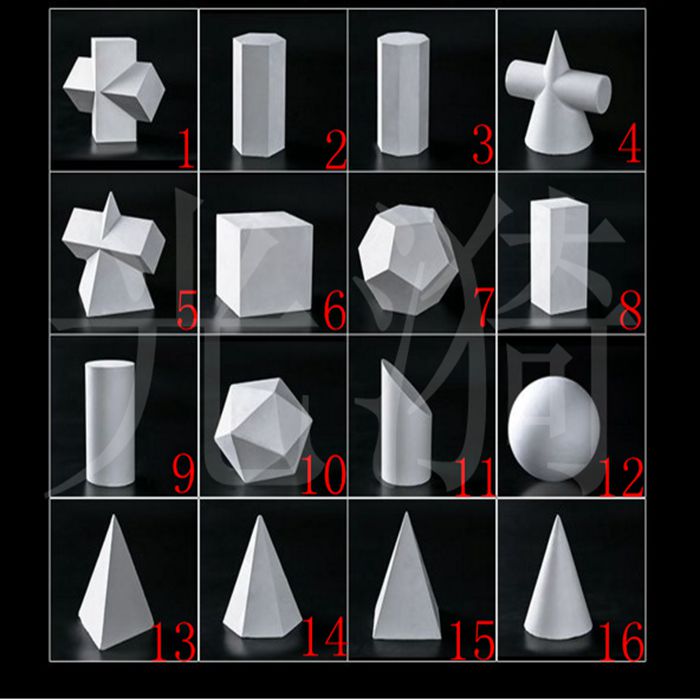 包邮石膏几何体模具素描静物写生美术教具石膏几何体16件厂家直销
