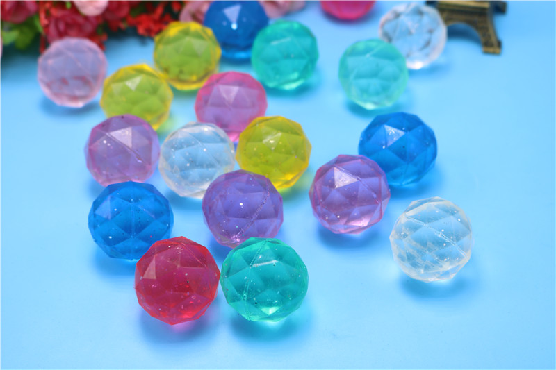 32号钻石弹力球浮水儿童玩具男女宝透明水晶弹跳球一元扭蛋机专用