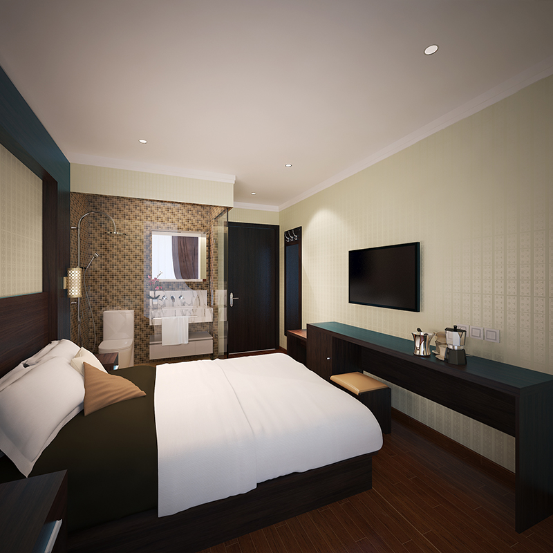 快捷酒店双人床 高档出租房屋床头靠床前柜旅社公寓用宾馆家具全