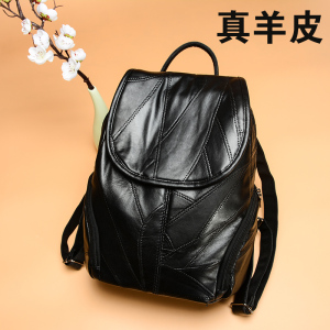 羊皮双肩包女2018新款韩版百搭时尚背包女双肩女包小清新休闲大包双背包
