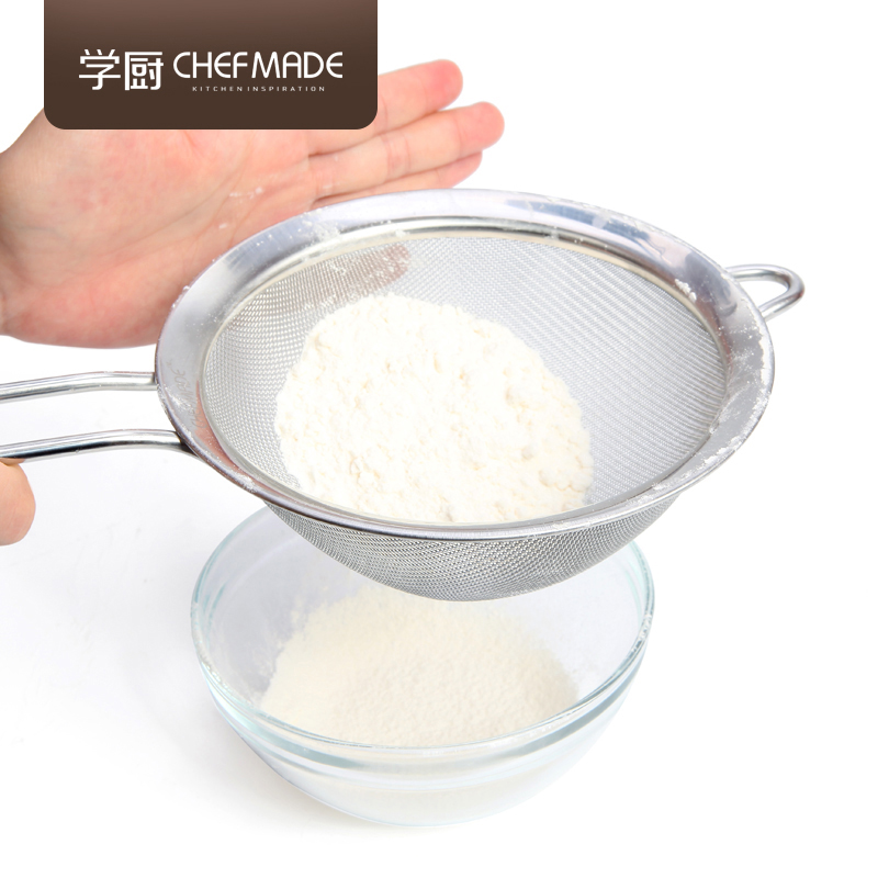 chefmade学厨 烘焙工具不锈钢手持硅胶面粉筛糖粉过滤网 糖粉筛网
