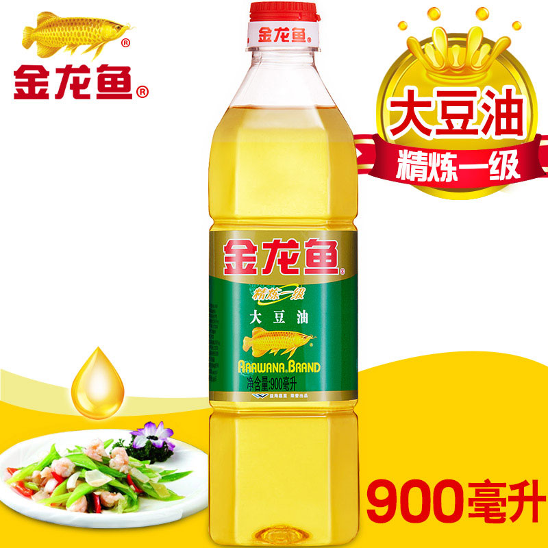 金龙鱼大豆油900ml食用油 精炼一级食用色拉油烘焙蛋糕炒菜黄豆油