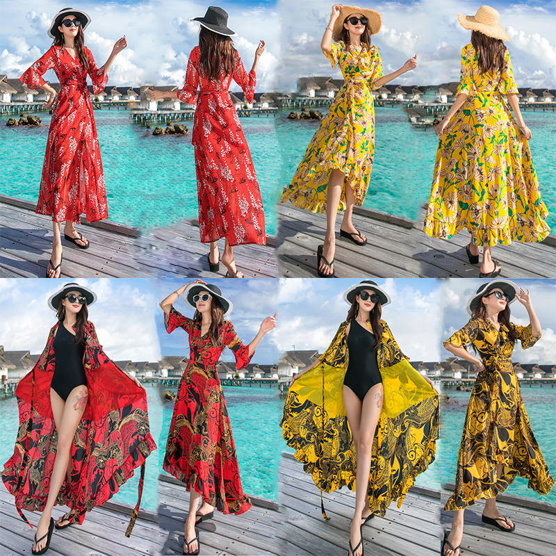 普吉岛沙滩裙2018泰国显瘦超仙连衣裙巴厘岛海边度假波西米亚长裙