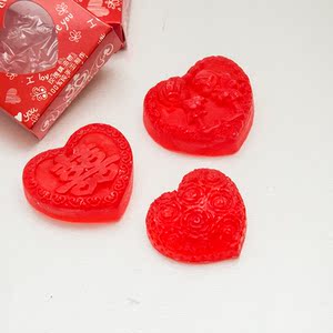 结婚庆用品香皂结婚用品玫瑰精油皂双喜心形红色肥皂手工皂情侣皂