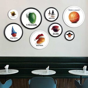 >创意水果蔬菜 span class=h>挂画/span 饭厅饭店墙画 简约圆形壁画