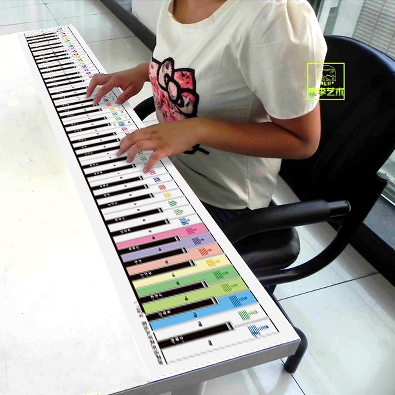 88键标准尺寸钢琴键盘纸1比1钢琴指法练习纸五线谱键盘音名唱名挂图儿童成人初学钢琴入门教具防水纸键盘琴音琴键对照五线谱表