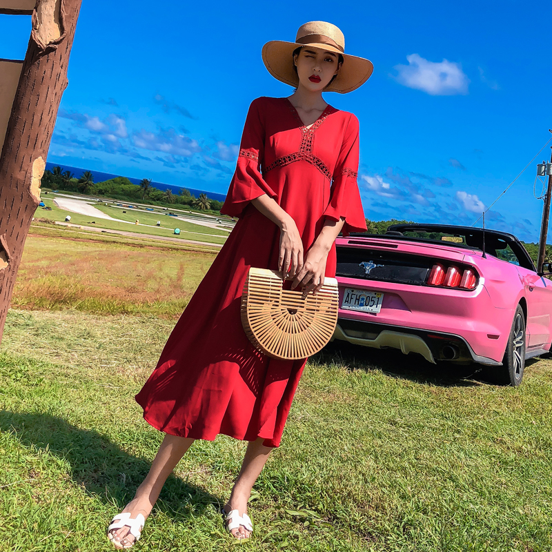 2018新款海边度假沙滩裙显瘦旅游女海南三亚普吉岛泰国衣服巴厘岛