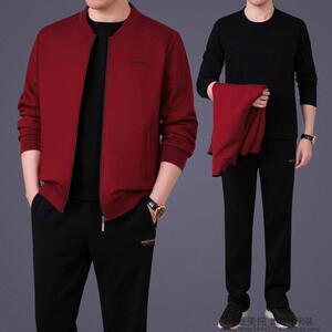 运动套装男春夏三件套中老年运动服装男性棒球服大码爸爸休闲套装春夏运动服套装
