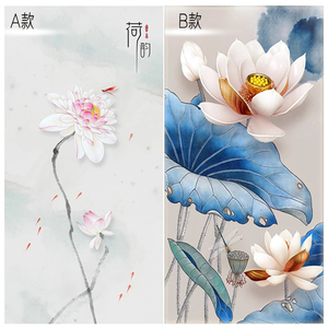 玄关竖版背景墙壁纸 span class=h></p></a>手绘 /span> span class=h>荷花 