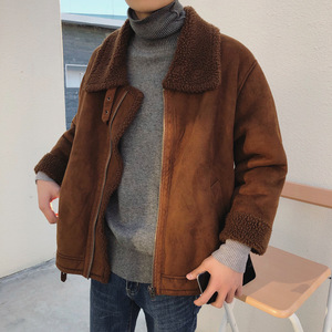 机车棉衣羊羔毛外套男图片