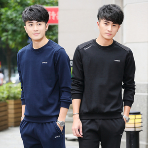 男士运动套装春秋圆领卫衣套装运动装跑步服2017新款大码两件套男大码运动装