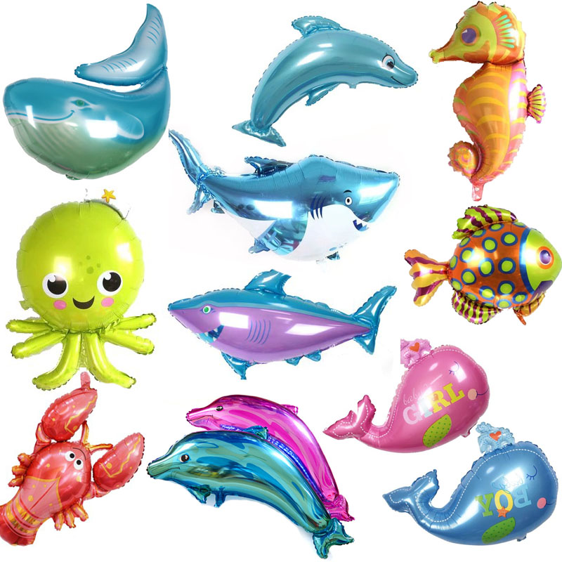 铝膜气球 海洋系列气球 海豚气球鲨鱼 章鱼气球小丑鱼气球 装饰