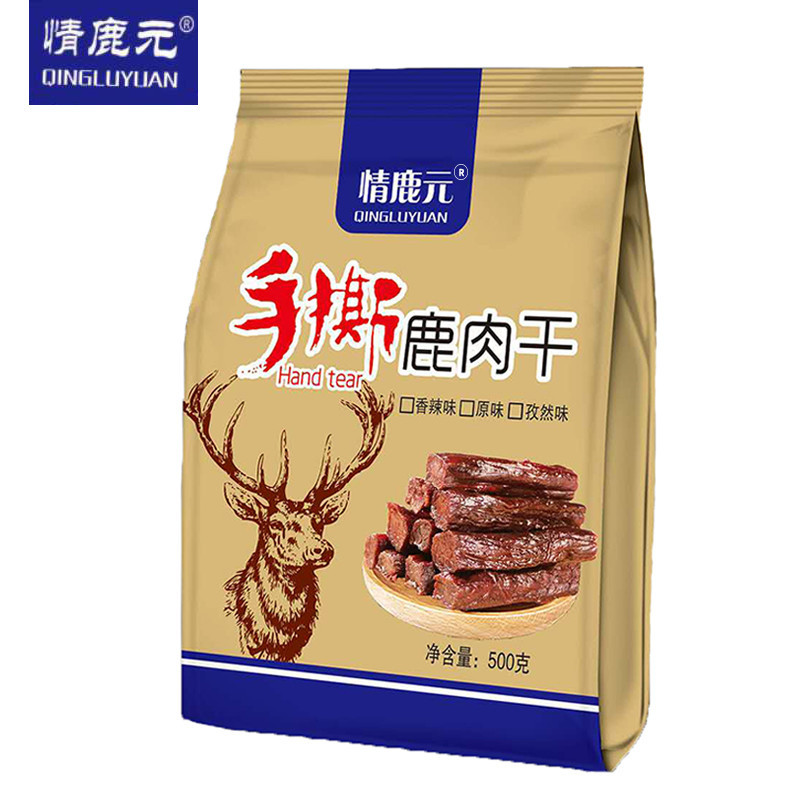 鹿肉干手撕鹿肉干500g 熟食独立包装 东北长白山特产 梅花鹿手
