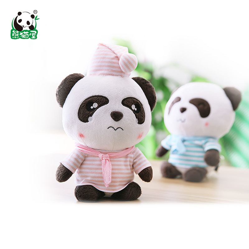熊猫屋情侣款可爱Q版睡衣熊猫公仔毛绒玩具布娃娃生日礼物送女生