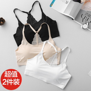 女美背交叉带蕾丝摸胸内衣 夏季 防走光裹胸抹胸 学生 韩版 少女裹胸