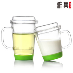 相悦情侣对杯 加厚玻璃杯子耐高温 带盖过滤花茶杯 办公杯子包邮