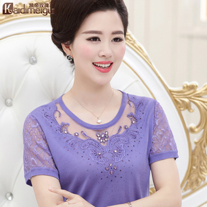 中老年女装夏装衣服40-50岁时尚中年妇女上衣大码胖妈妈装短袖t恤