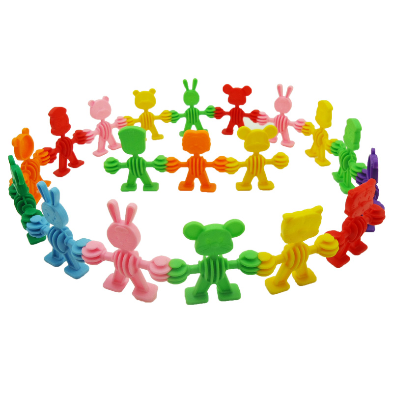 软体小人人偶塑料拼插积木2-3岁儿童益智力拼装幼儿园玩具