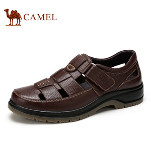 Camel/骆驼男鞋夏季真皮镂空皮鞋男透气休闲凉鞋牛皮中老年爸爸鞋中老鞋