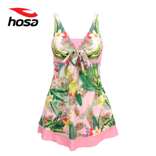 hosa浩沙泳衣女连体裙式泳装小胸聚拢钢托显瘦大码遮肚115111101