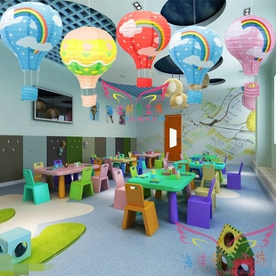 幼儿园吊饰布置教室走廊灯笼促销挂饰装饰品 卡通立体彩虹灯吊饰