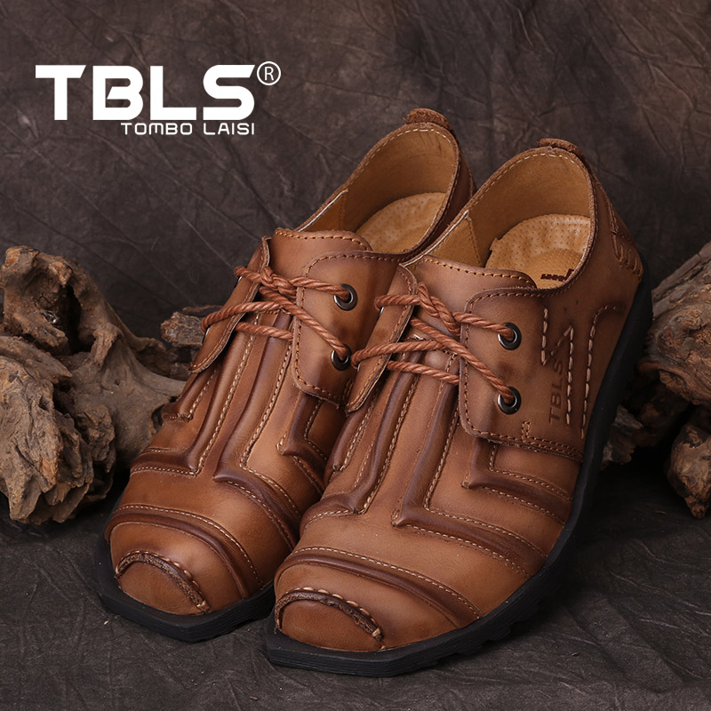 TBLS/汤铂莱斯手工男士休闲鞋皮鞋个性软底复古板鞋真皮潮流男鞋