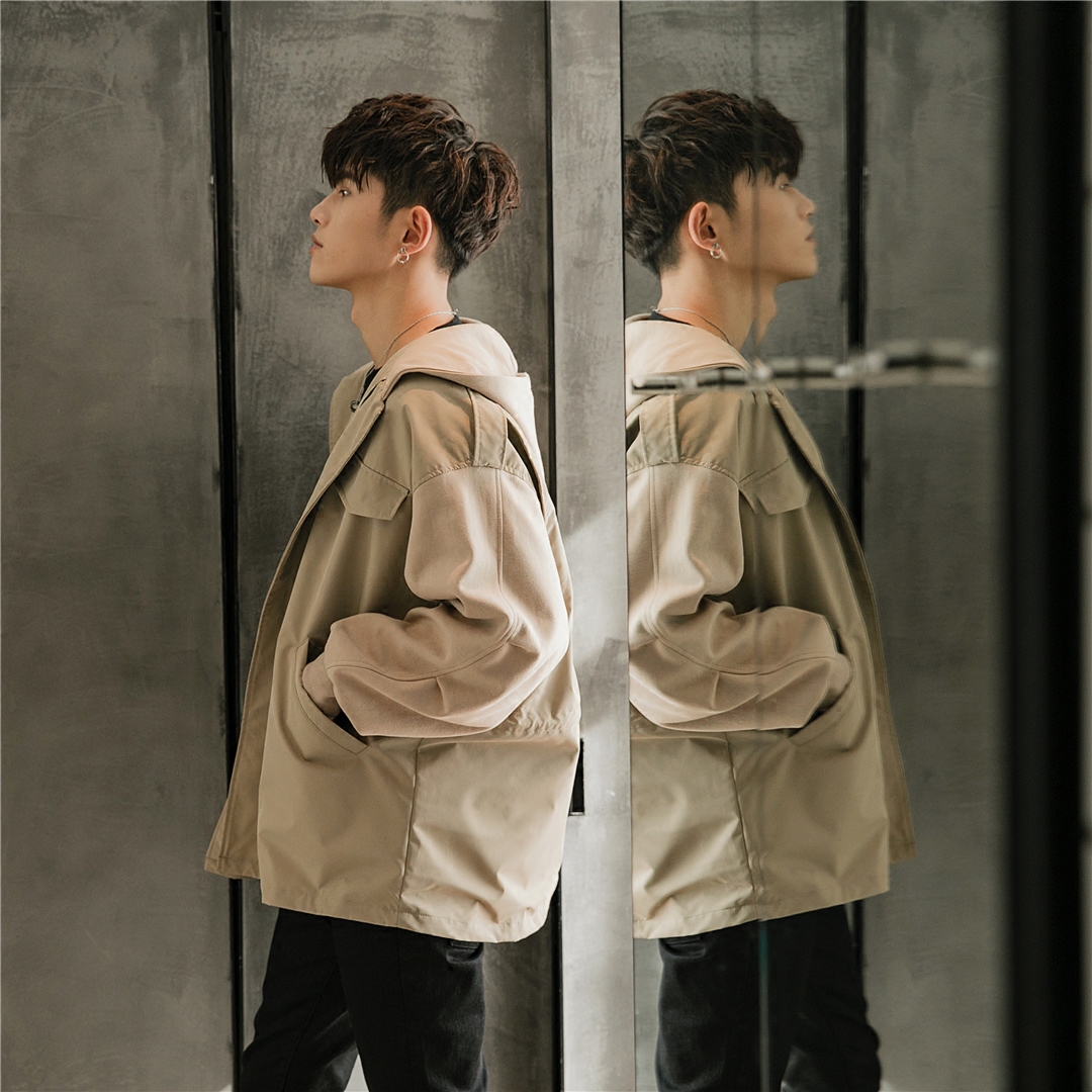 西西里2018春季新款男装连帽夹克ifashion风衣潮牌港风男生春外套风衣