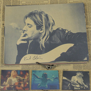 nirvana 涅盘科特柯本 kurt cobain 牛皮纸复古摇滚老乐队海报画