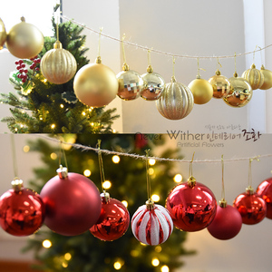诺琪 12个6cm8cm彩绘圣诞球亮光球彩球圣诞树装饰球商场酒店橱窗