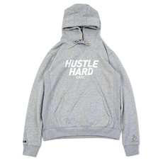 GRAF原创品牌 |街头精神Hustle Hard 灰色白字母加绒美潮帽衫