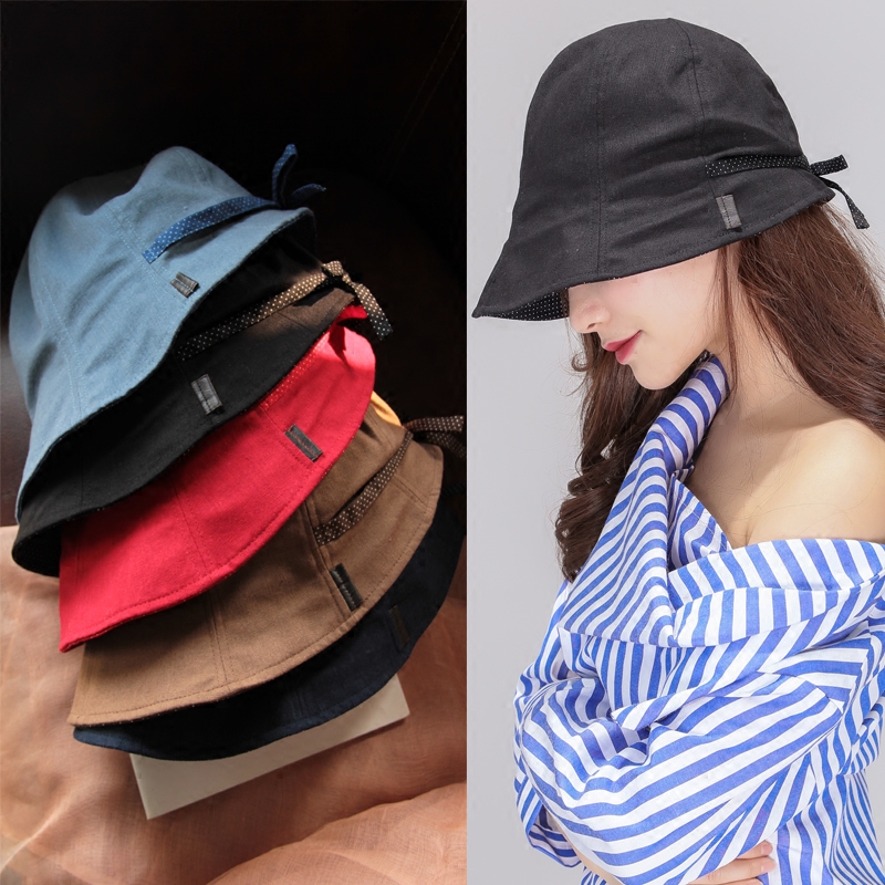休闲户外防紫外线渔夫帽日本布帽子女夏遮阳防晒帽可折盆帽太阳帽