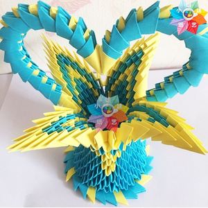 手工作业三角插折纸小学生参赛diy礼物立体花篮花瓶材料包半成品