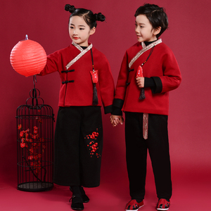 儿童唐装男童女童过年喜庆宝宝古装新年汉服中国风拜年服周岁 span