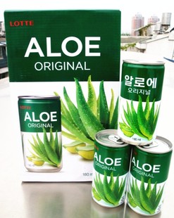 新品韩国进口饮料果汁乐天芦荟汁180ml15听整箱新货特价包邮好喝